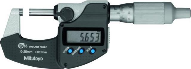 Actual product image Mitutoyo Digital outside micrometer IP65 0-25 mm Digimatic ratchet drum