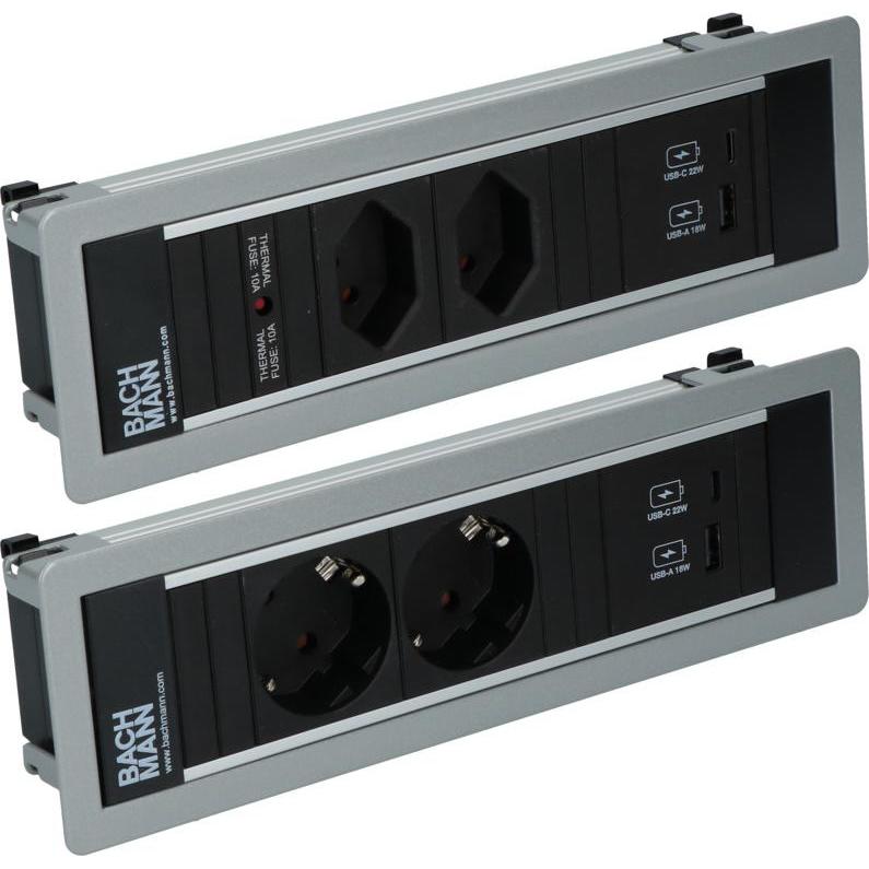 Bachmann, Steckdosenleiste, Einbausteckdosen Power Frame (2 x, Typ 13, 0.24 m)