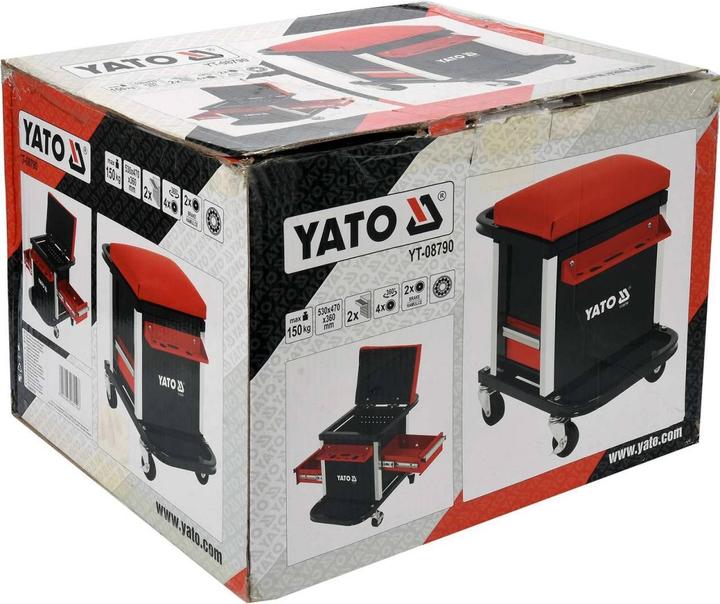 Actual product image Yato Professional workshop stool with 2 drawers, storage compartment and shelf, 360° rotatable, 4