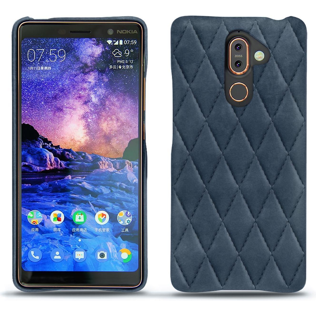 Noreve Lederschutzhülle (Nokia 7 Plus), Smartphone Hülle, Blau