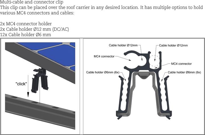 Actual product image Van der Valk Solar Systems 732012 Multi cable clip for roof rack rail flat roof mounting ValkPro+ L10