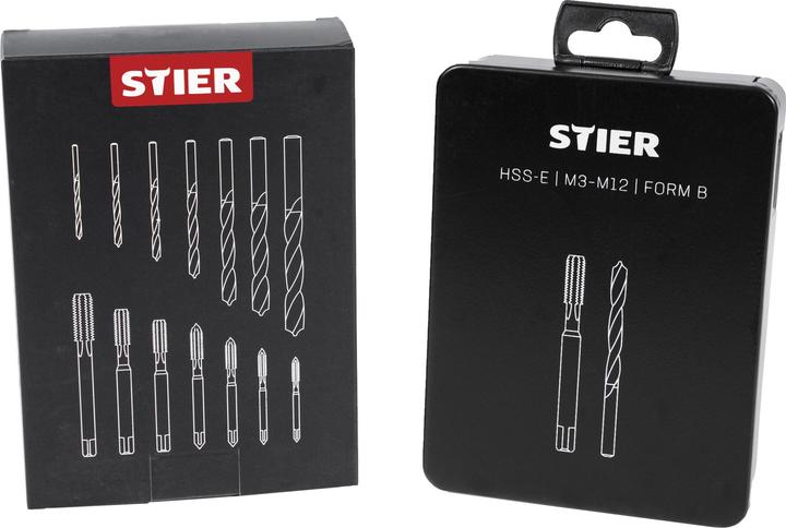 Produktbild Stier Maschinengewindebohrer-Satz HSSE Co5 M3-12 Form B 14-tlg.