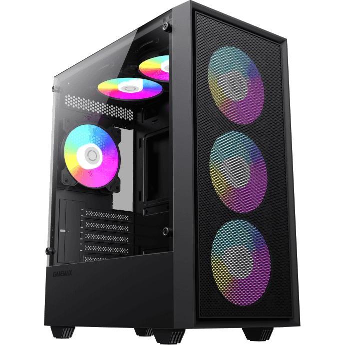 GameMax Boitier Mini Tour Micro ATX Storm ARGB avec panneau vitré (Noir) (Micro ATX (mATX)), Case PC, Nero