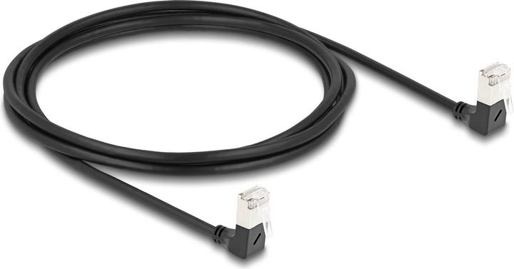 Actual product image Delock RJ45 network cable Cat.6A S/FTP Slim 90° bottom / bottom (S/FTP, CAT6a, 2 m)