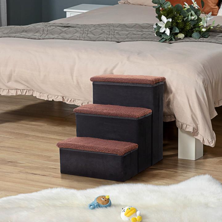 Produktbild PawHut Haustiertreppe mit 3 Stufen (Hund, Faltbar)