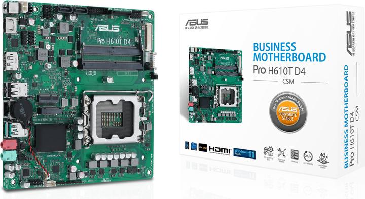 Produktbild ASUS MB PRO H610T -CSM (LGA 1700, Intel H610, Mini-ITX)