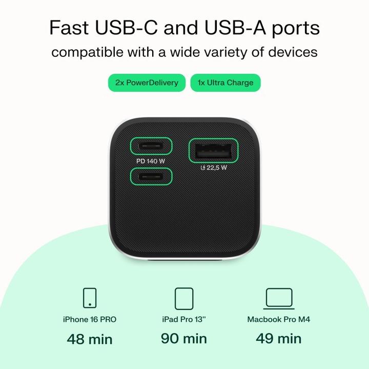 Actual product image GreenCell Powerbank PowerPlay Ultra 25200mAh Schnelles Laden 140W 2x USB-C PD 1x USB-A (25200 mAh, 140 W, 91.20 Wh)