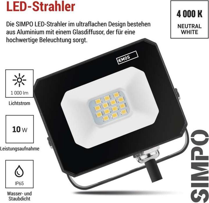 Produktbild Emos LED reflektor SIMPO 10 W neutralweiss (1000 lm)