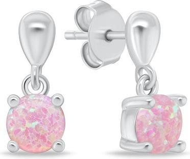 Brilio Silver - Silver earrings with pink opals EA1137WP