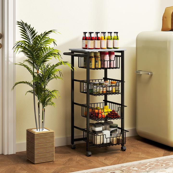 Actual product image Homcom Küchenwagen Stahl, MDF Hellgrau