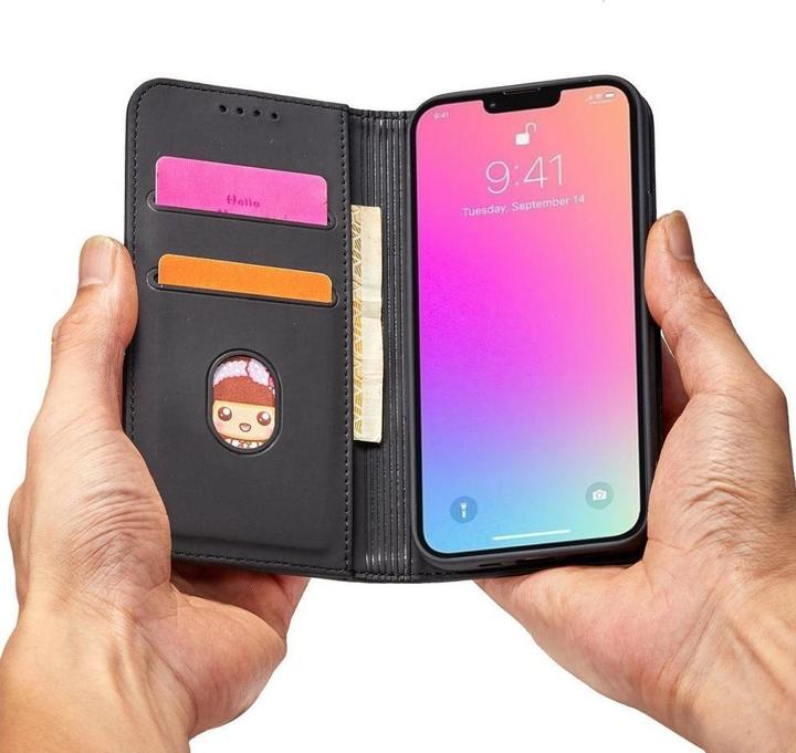 Produktbild Hurtel Magnet Card Case case for iPhone 14 flip cover wallet stand black (Apple iPhone 14)
