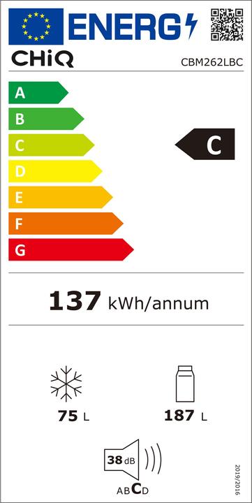 Energy Label CHiQ Fridge-freezer CBM262LBC 187L/75L bk C (freight forwarding) (187 l)