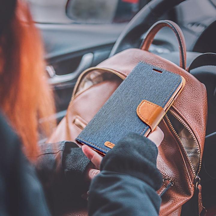 Actual product image OEM Back panel cover CANVAS Book case for XIAOMI Redmi 12C navy blue (Xiaomi Redmi 12C)