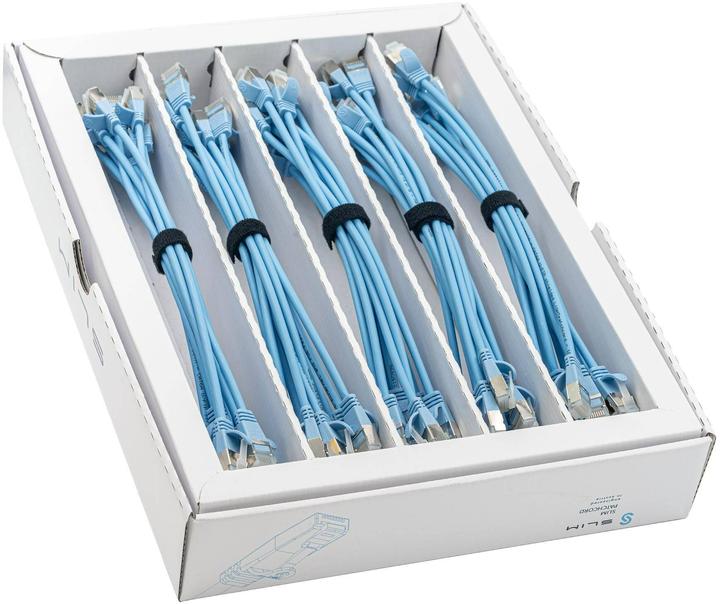 Produktbild SLIM Slimpatchkabel RJ-45, Cat 6A, U/FTP, 0.25 m, Blau, 50-Pack (U/FTP, CAT6a, 0.25 m)