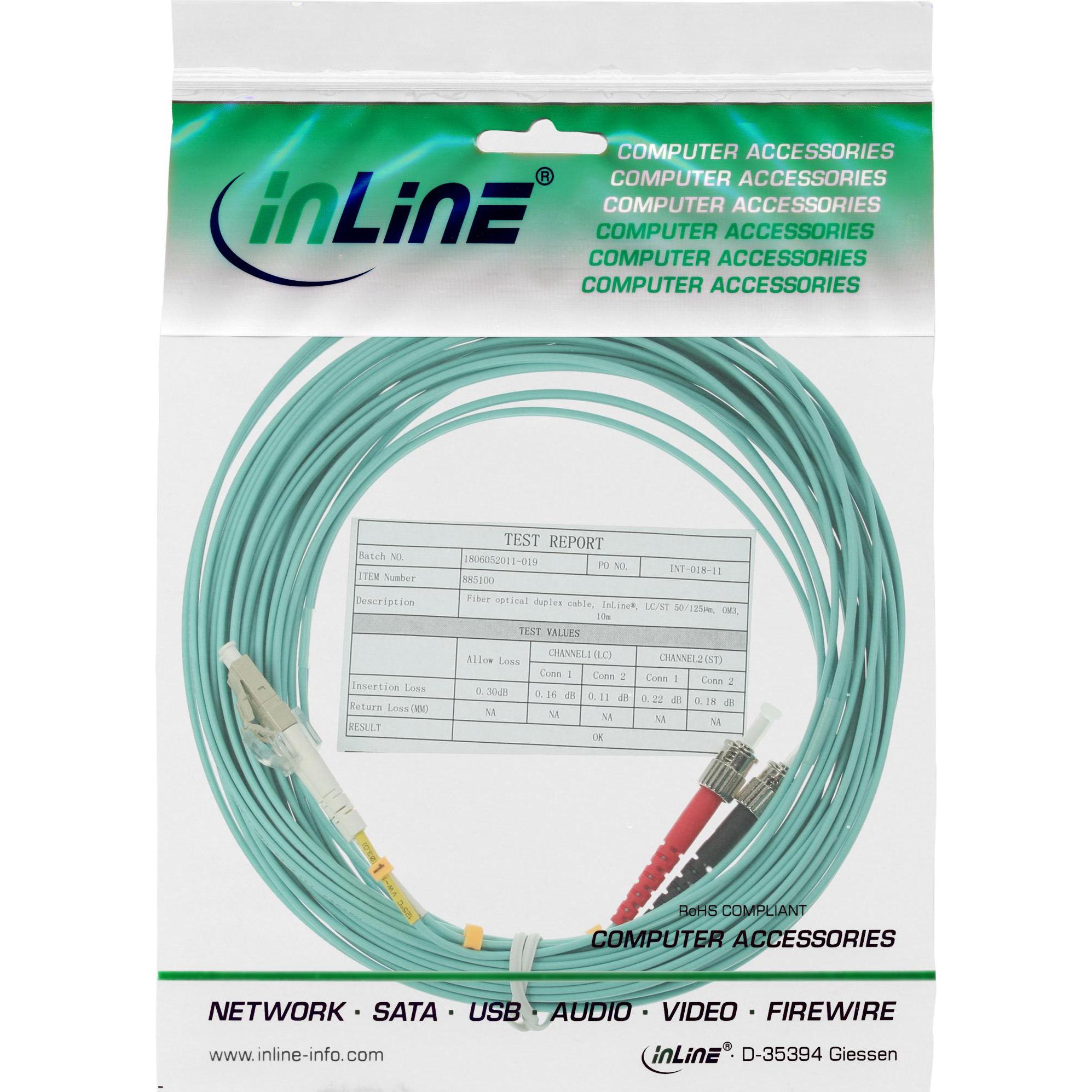 Thumbnail - InLine LWL Duplex Kabel LC/ST 50/125um OM3 20m (CAT6e, 20 m), Netzwerkkabel