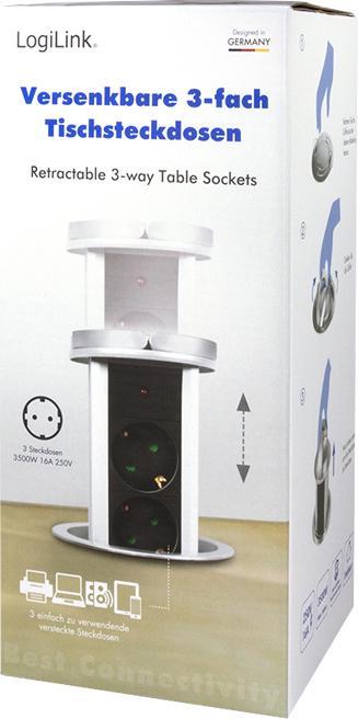 Image du produit LogiLink Unité de prise Pop-Up (3 x, CEE 7/3, 1.80 m)