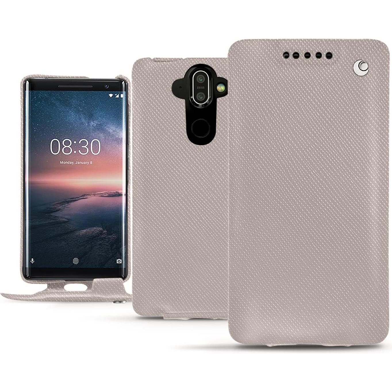 Noreve Lederschutzhülle vertikal (Nokia 8 Sirocco), Smartphone Hülle, Beige
