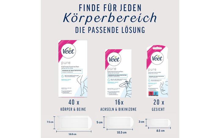 Energie-Label Veet Kaltwachsstreifen sensitive Haut Gesicht (24 x, 13 g)
