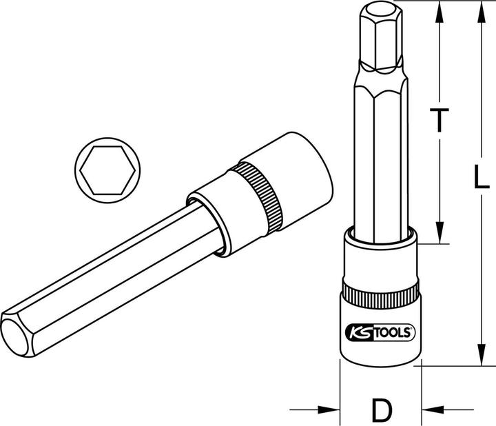 Actual product image KS Tools 3/8" bit socket hexagon socket (7 mm)