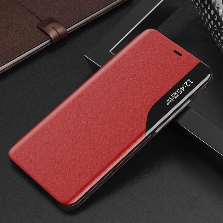 Image du produit Hurtel Eco Leather View Case étui élégant de type bibliothèque avec béquille pour iPhone 13 mini rouge (Apple iPhone 13 mini)