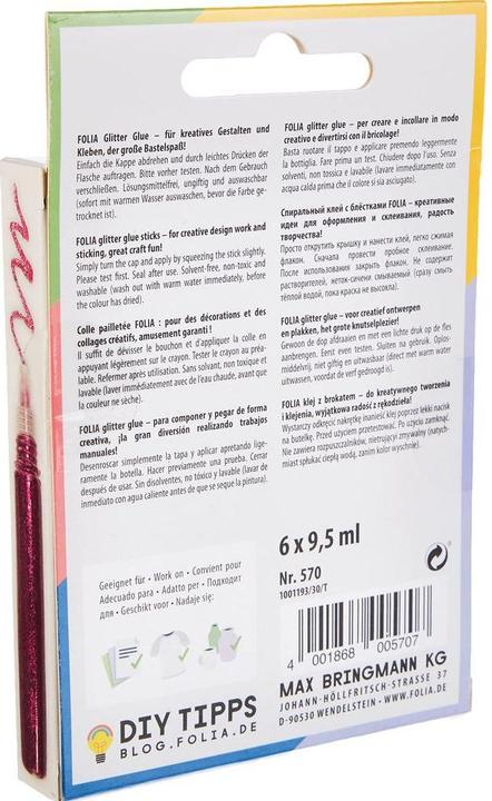 Actual product image Folia Glitter Glue 6er (93 g, 9.50 ml)