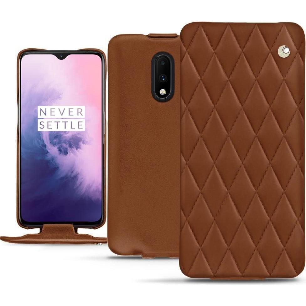 Noreve Lederschutzhülle vertikal (OnePlus 7), Smartphone Hülle, Braun