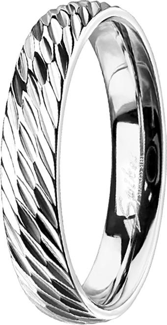 Produktbild Star Piercing Ring silber mit Diagonalen schnitte (Chirurgenstahl 316L, ohne Messing)