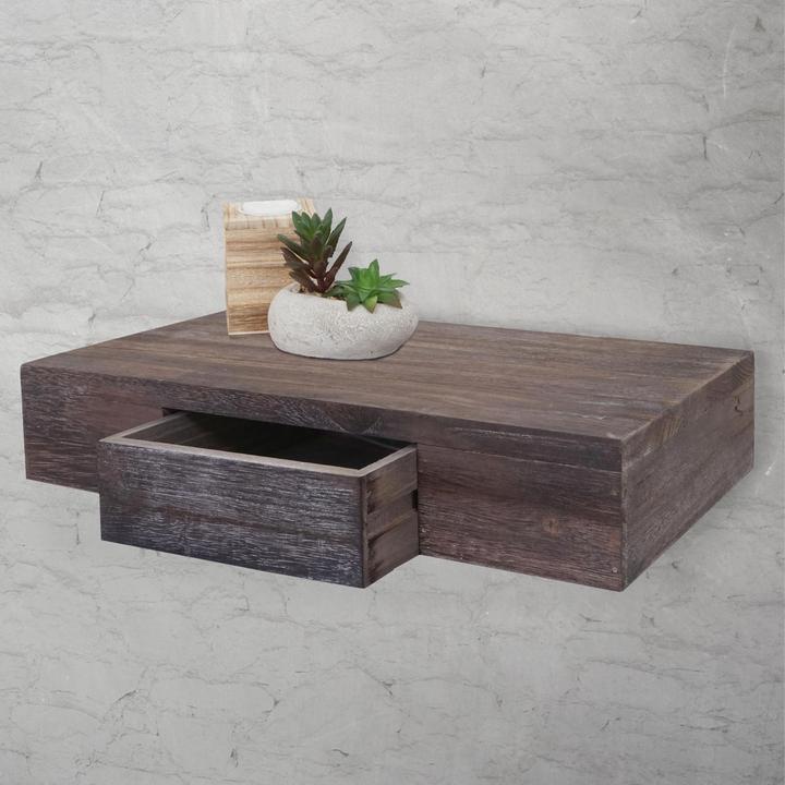 Immagine prodotto Mendler Scaffale da parete Oise, scaffale sospeso con cassetto, 40cm - marrone shabby (40 x 25 x 8 cm)