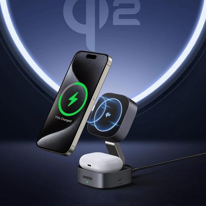 Produktbild Ugreen 2-in-1 Qi2 Magnetische faltbare Ladestation (15 W)