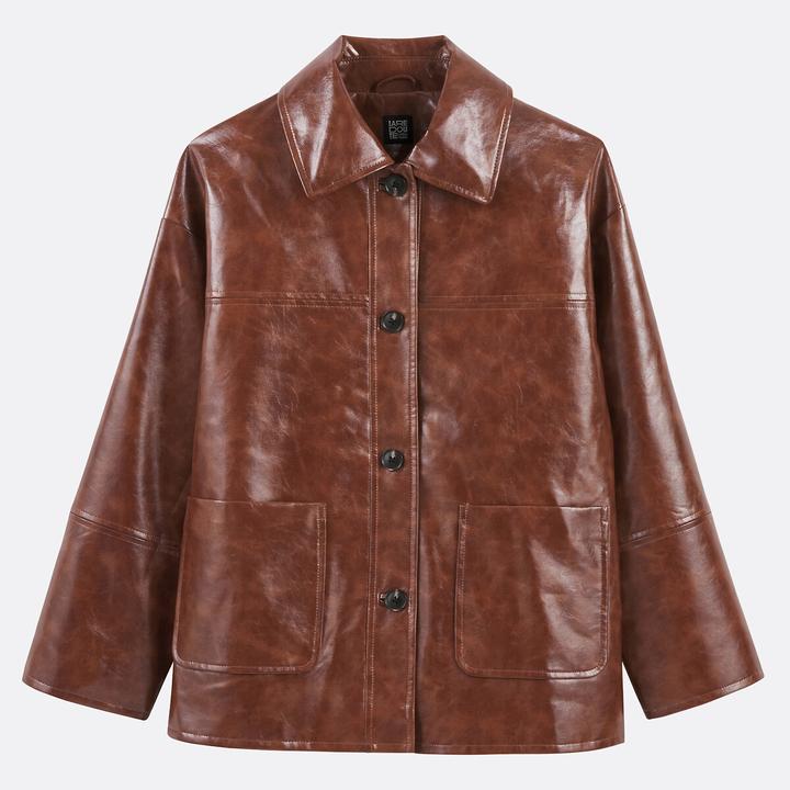 Actual product image La Redoute Collections Mittellange Jacke aus Lackimitat mit Knöpfen (XS)