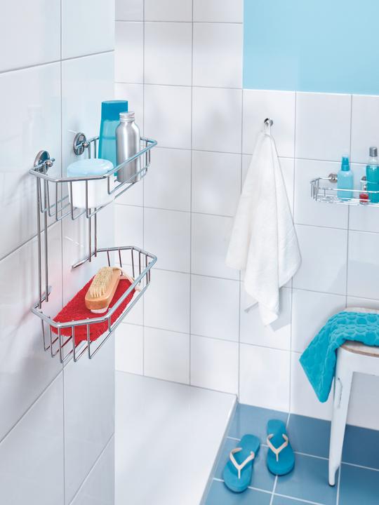 Produktbild tesa BAATH+ Duschablage inkl. Klebelösung ohne Bohren (20.5 x 20.5 x 27.5 cm)