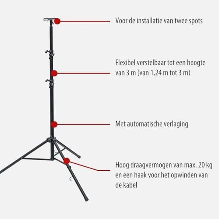 Productafbeelding Brennenstuhl Telescopisch statief ST 302 voor bouwspots, in hoogte verstelbaar tot 3m
