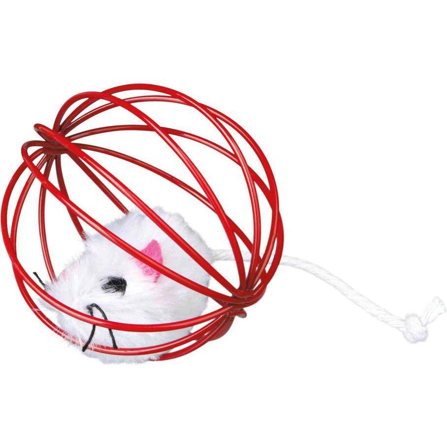 Trixie Plüschmaus im Gitterball D=6cm (Mausspielzeug), Katzenspielzeug