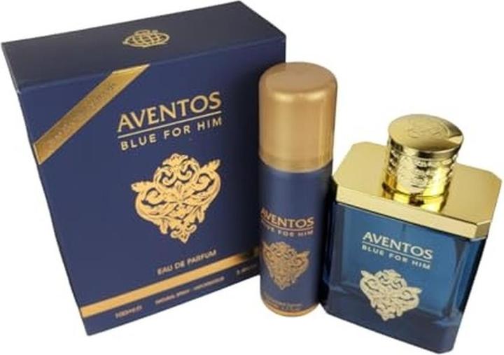 Actual product image Ameer Al Oud Fragrance World FRAGRANCE WORLD AVENTOS BLUE(M)(DF)2PC SET(3.4oz edp sp,1.7oz Body Spray) (Perfume set)