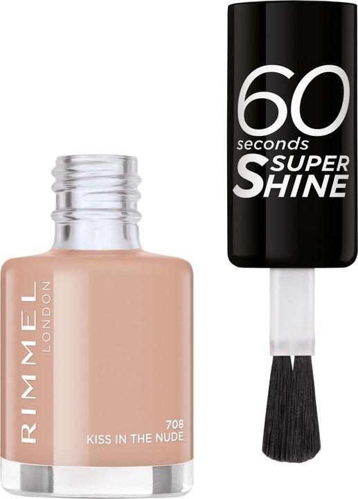 Actual product image Rimmel London Rimmel 60 Seconds Super Shine 708 Kiss In The Nude 8ml (708, Colour paint)