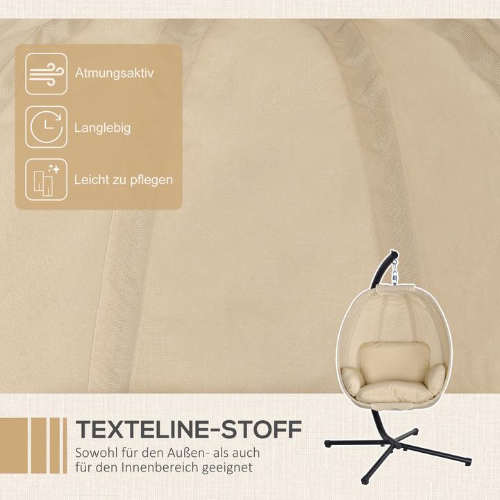 Produktbild Outsunny Hängesessel Metall, Polyester Khaki