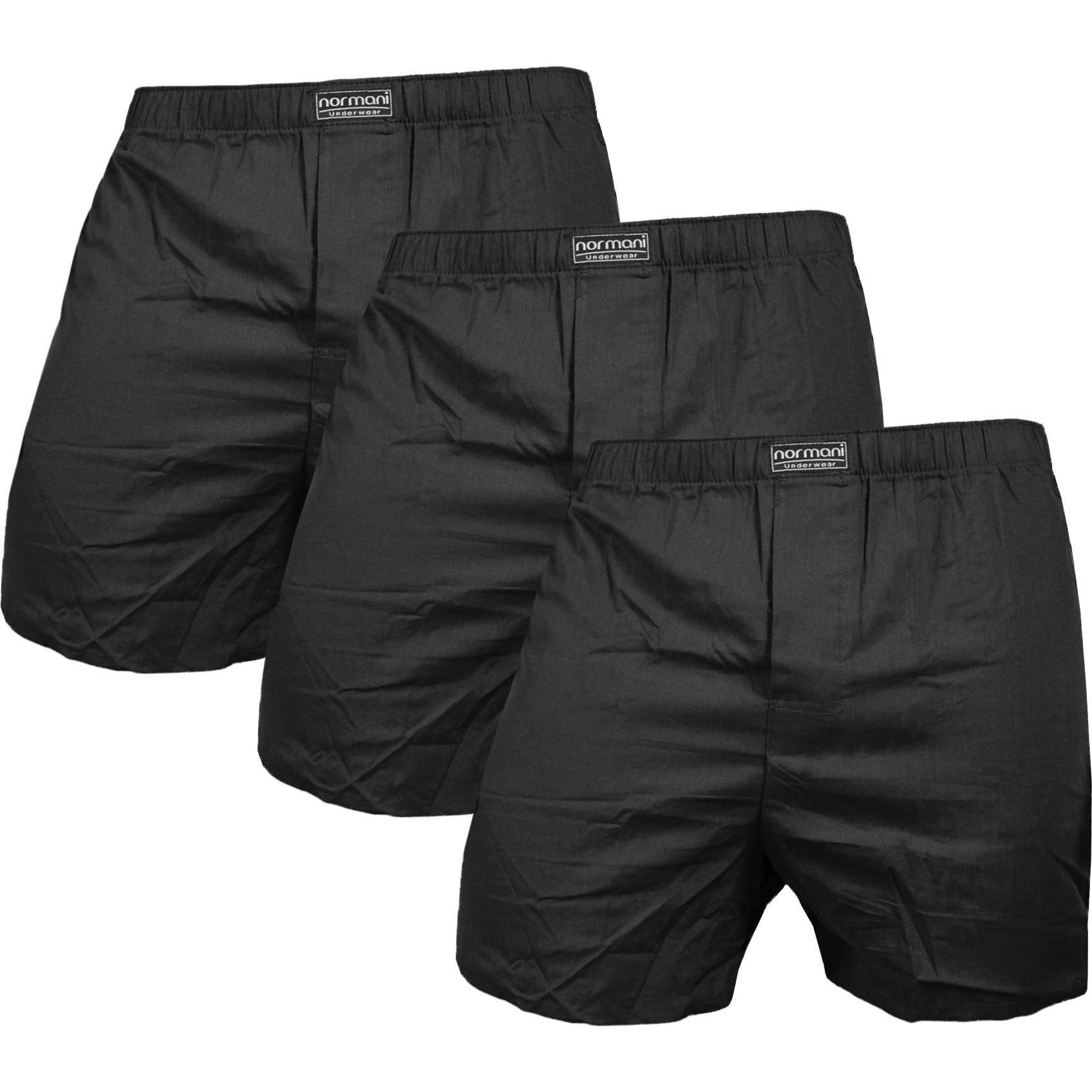 Normani, Herren, Unterhosen, 3 Stück Herren Web Boxershorts, Schwarz, (XXL, 3er Pack)