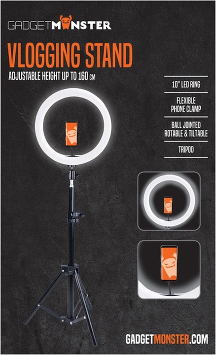 Actual product image Gadget Monster Vlogging Stand, Vlogging Stick mit LED (Ring light)
