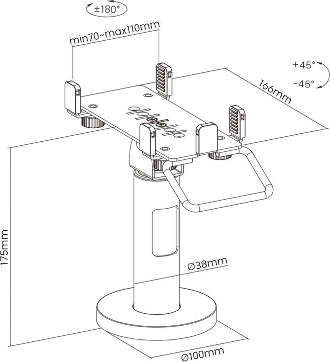 Actual product image Roline Universal, rotatable and tiltable credit card terminal stand (6.54")