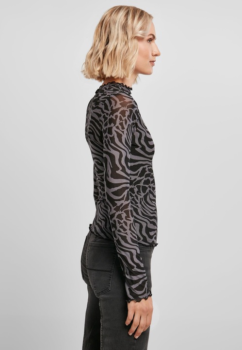 Actual product image Urban Classics Ladies AOP Mesh Turtleneck Longsleeve (XS)