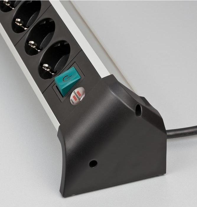 Productafbeelding Brennenstuhl 1391040410 Meervoudige wandcontactdoos met schakelaar zilver-zwart beschermcontact 1 st. (4x, CEE 7/3, 1.80 m)