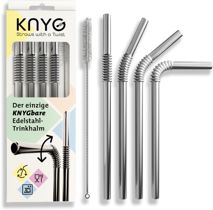 Produktbild Turtleneck Straw Biegbare Edelstahl Trinkhalme (4x)