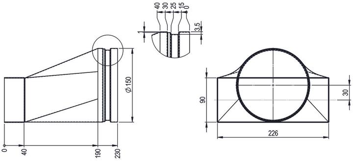 Productafbeelding Hastrag Spigot van plat naar rond, excentrisch