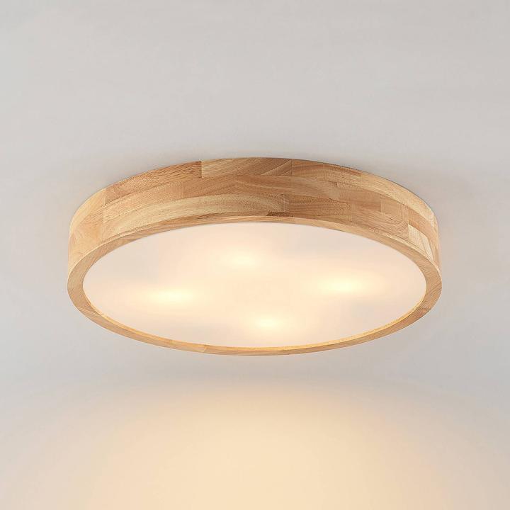 Actual product image Lindby Tanju ceiling light, oak wood Ø 50 cm (E27)