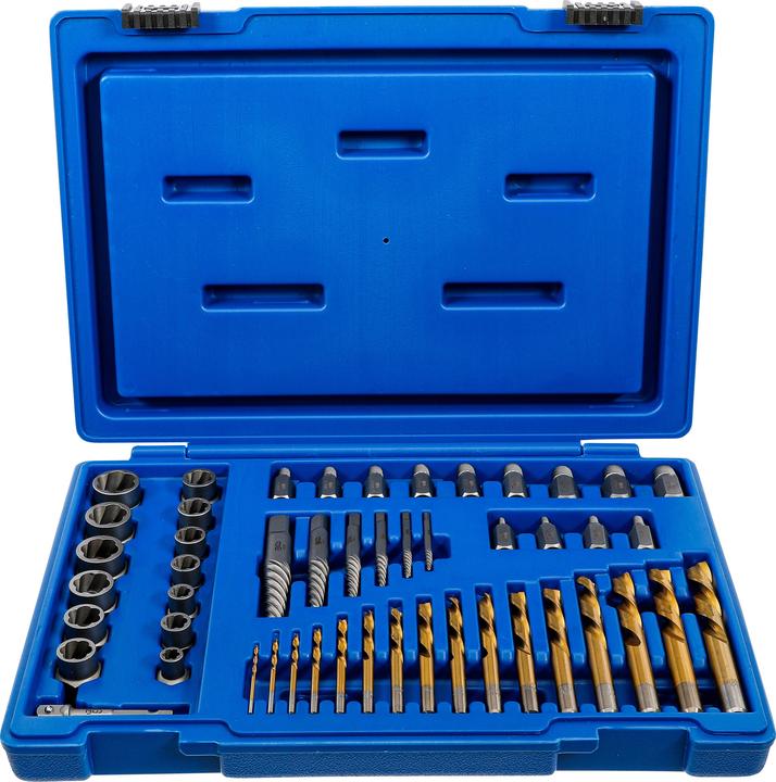 BGS Screw and nut extractor with left-hand drill bit set