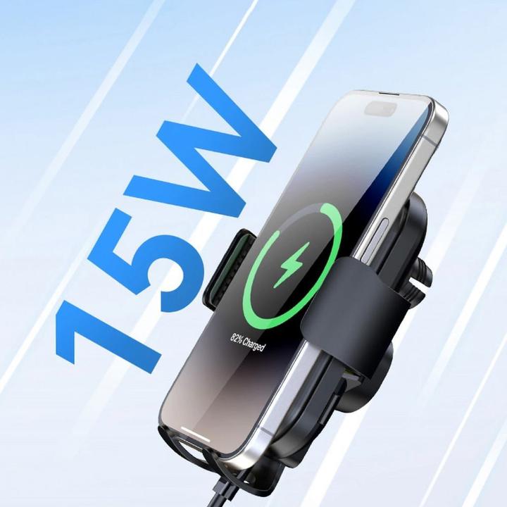 Actual product image Wozinsky WUMID car holder with 15W inductive charger for dashboard - black