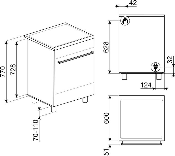 Image du produit Smeg CX61GMBL Cuisine esthétique classique avec plan de travail