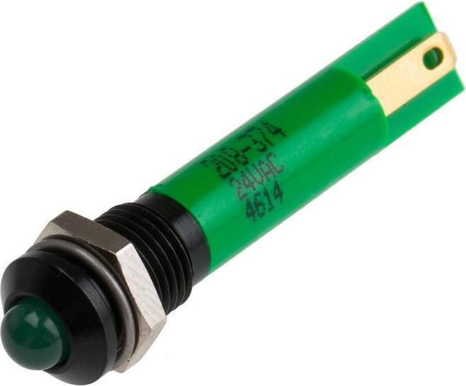 Produktbild RS PRO LED erhaben 8mm schwarz 24Vac/dc grün