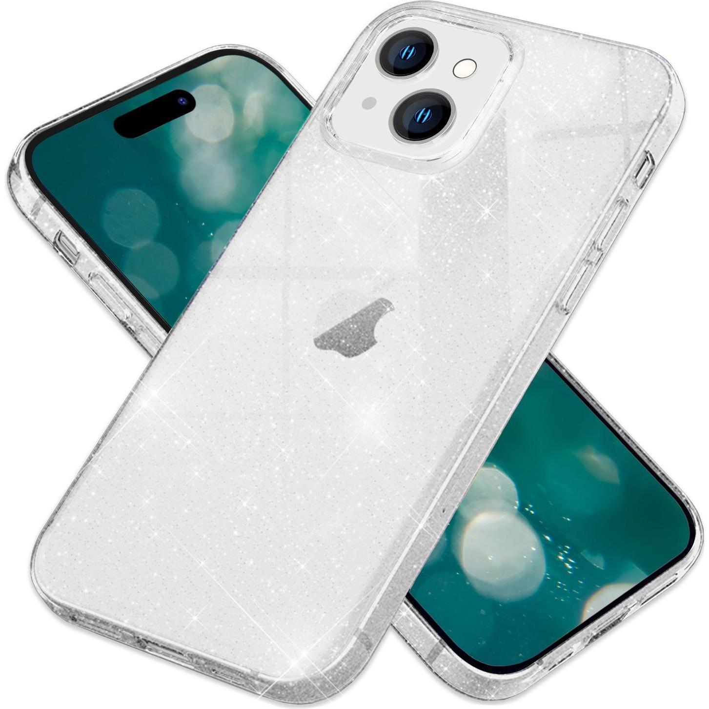 Nalia Klare Glitzer Silikon Hülle (Apple iPhone 15 Plus), Smartphone Hülle, Transparent