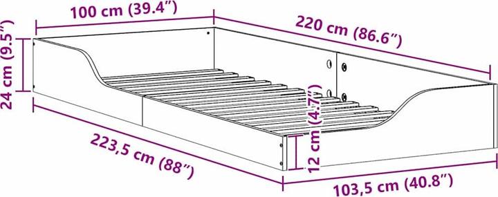 Image du produit vidaXL Plattformbett (100 x 220 cm)